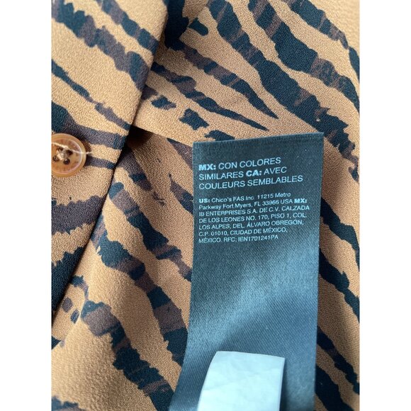 White House Black Market Tiger Print Sleeveless Blouse Women M Button Front Chic - Picture 8 of 8